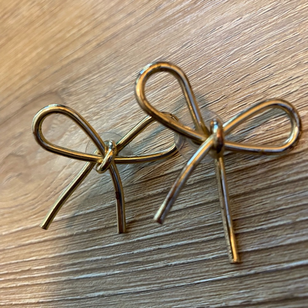 1980s Gold Bow Earrings